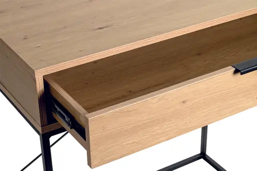 Schreibtisch - LB ca. 80x46 cm, Eiche hell Nachbildung, Schwarz