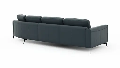 Ecksofa Oviedo - 2-Sitzer mit Ecke rechts, Leder, Dunkelblau