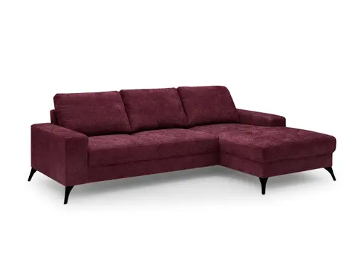 Ecksofa - 2-Sitzer, Ecke rechts, Stoff, Weinrot
