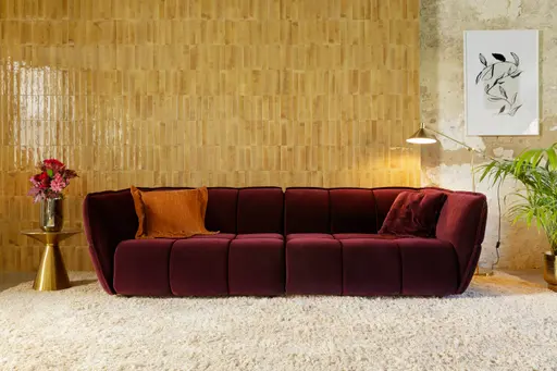 Sofa Hedda - 4-Sitzer, Stoff, Graubeige