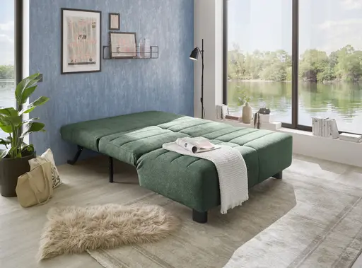  Faltsofa Easy - 2-Sitzer ohne Armlehne, ca. 140 cm inkl. Schlaffunktion, Stoff, Dunkelgrün