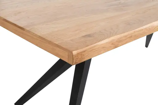 Esstisch - LB ca. 180x90 cm, Eiche massiv geölt, Baumkante, Schwarz