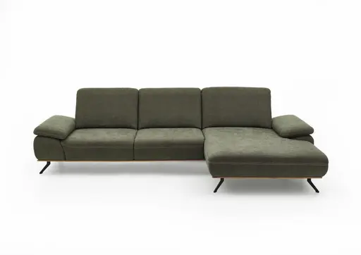 Sofa - 3-Sitzer mit Longchair rechts, Stoff, Moosgrün