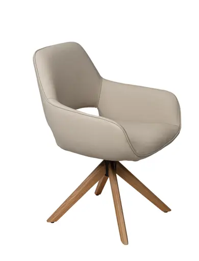 Armlehnstuhl MARIELLE - drehbar, Leder, Latte