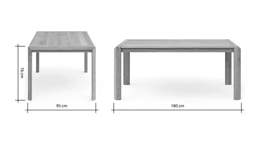Esstisch Middleton - ausziehbar, LB ca. 180x95 cm, Astbuche massiv