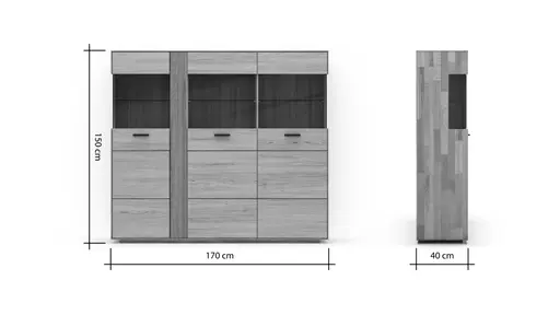 Highboard Estana - Eiche massiv, legno
