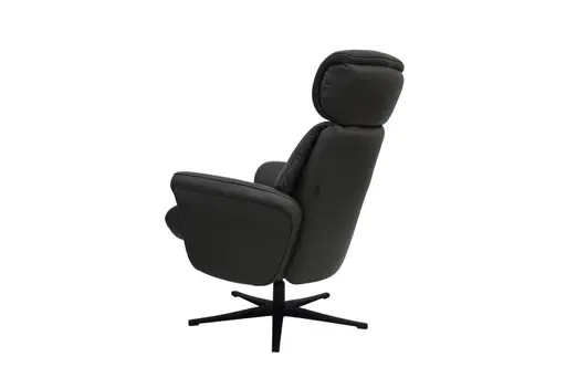 TV-Sessel MIO mit Hocker - drehbar, Relaxfunktion, Kopfteilverstellung, Leder, Dunkelgrau