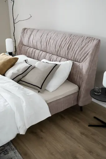 Bett Alvito - Liegefläche ca. 180x200 cm, Stoff, Beige