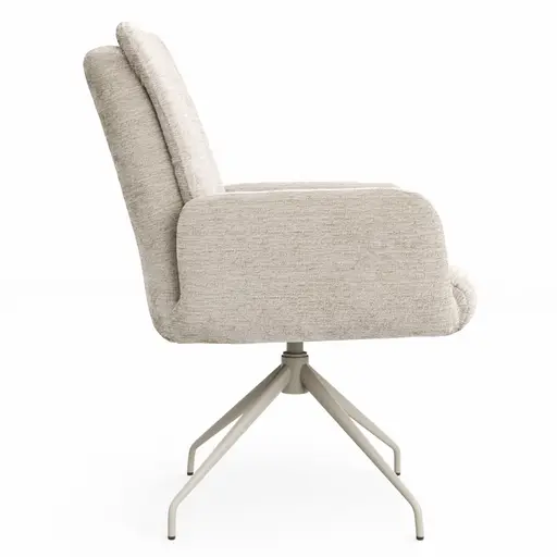 Armlehnstuhl Evania - Dreh und Relax-Funktion, hoher Rücken, Stoff, Ecru