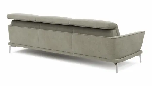 Ecksofa Amadena - 2-Sitzer mit Longchair rechts inkl. Kopfteilverstellung, Stoff, Limone