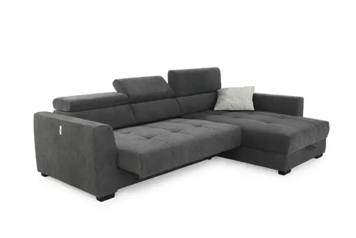 Ecksofa - 2-Sitzer, Ecke rechts, Stoff, Dunkelgrau