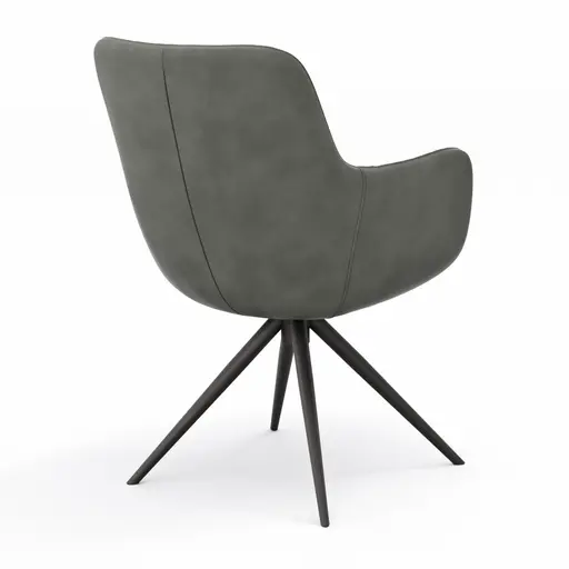 Armlehnstuhl Mis - Leder, Dunkelgrau, Gestell, Anthrazit