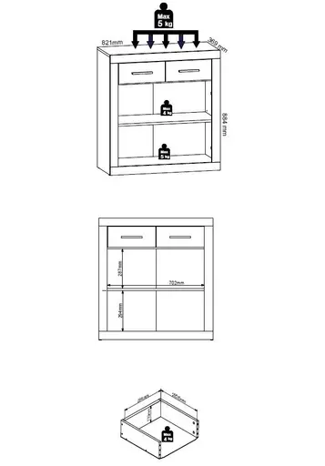 Kommode - B ca. 82 cm, Sonoma Eiche Nachbildung