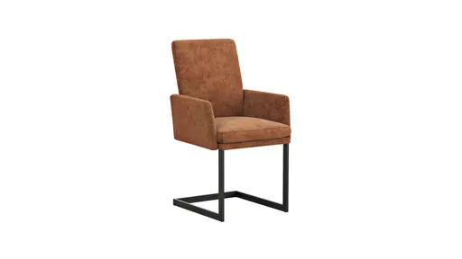 Freischwinger Valloni - Armlehne, Stoff, Rostfarben