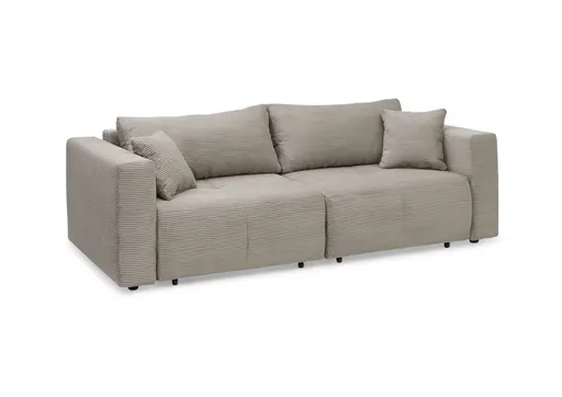 Megasofa Juless - Schlaffunktion mit Bettkasten, Cord, Taupe