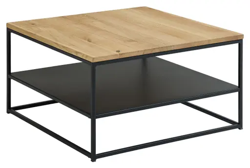 Couchtisch - LB ca. 75x75 cm, Eiche massiv, Schwarz
