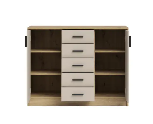 Kommode - B ca. 109 cm, Artisan Eiche Nachbildung, Kaschmir