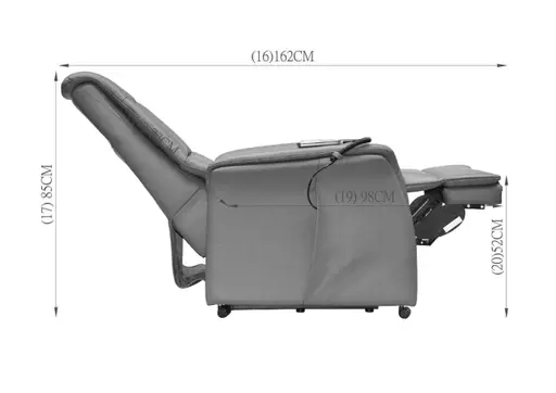 TV-Sessel MARIK - Aufstehhilfe, Relaxfunktion, Kopfteilverstellung, Leder, Dunkelgrau