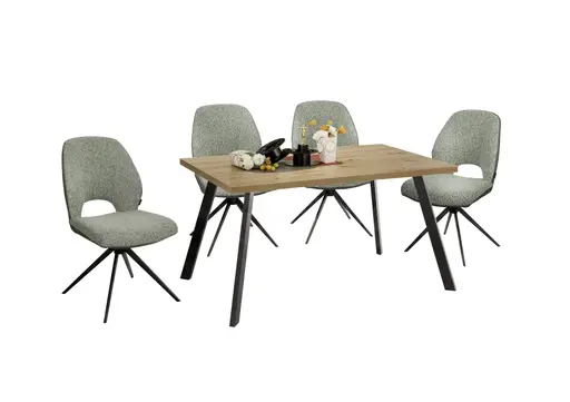 Esstisch - LB ca. 140x90 cm, Asteiche, Schwarz