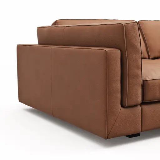 Sofa Aprino 3 - 3,5-Sitzer XXL, Dickleder, Cognac, Armlehne Kissen