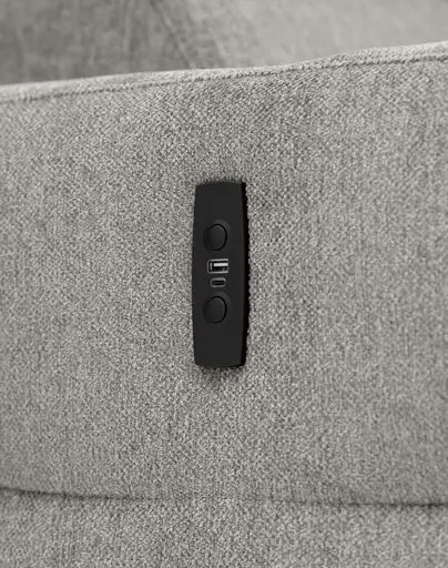 Ecksofa JANKO - 1-Sitzer mit Longchair rechts, Relaxfunktion motorisch, Stoff, Grau