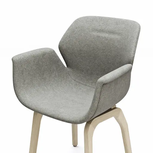 Armlehnstuhl Tooon - Stoff Kristallgrau, Gestell Holz