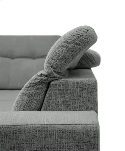 Ecksofa - Ecke links mit 2-Sitzer, Kopfteil verstellbar, Sitztiefe verstellbar motorisch, Stoff, Anthrazit