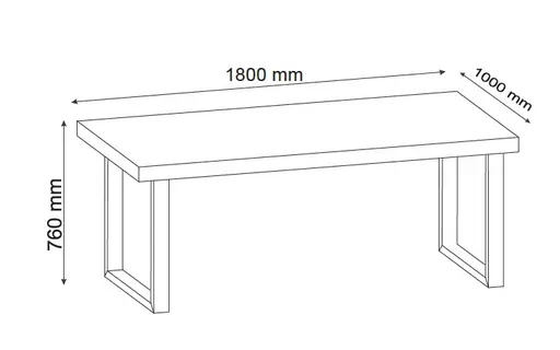 Esstisch - LB ca. 180x100 cm, Eiche bianco massiv geölt, Kreidefarben