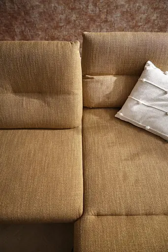 Ecksofa Lucero - 2-Sitzer mit Longchair rechts inkl. Rückenlehne/Armlehne/Sitztiefe verstellbar und drehbares Sitzelement, Stoff, Senfgelb