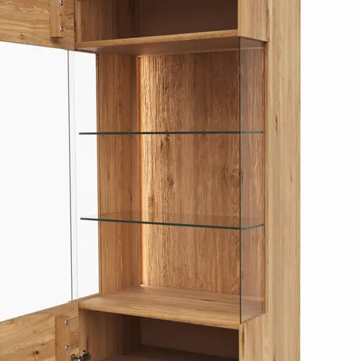 Vitrine Hillsboro - inkl. Beleuchtung, Anschlag Links, Wildeiche natur, geölt