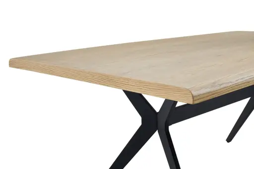 Esstisch - LB ca. 180x100 cm, Eiche furniert, abgerundete Kante, Schwarz