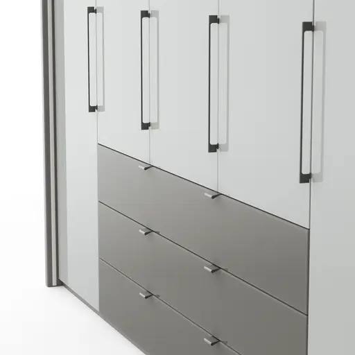 Drehtürenschrank Marbella - B. ca. 257cm, Korpus, Front Glas, Weiß