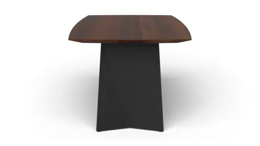 Esstisch 3100 - LB ca. 220x100 cm, Nussbaum Massiv, Stahlwange geneigt, Schwarz