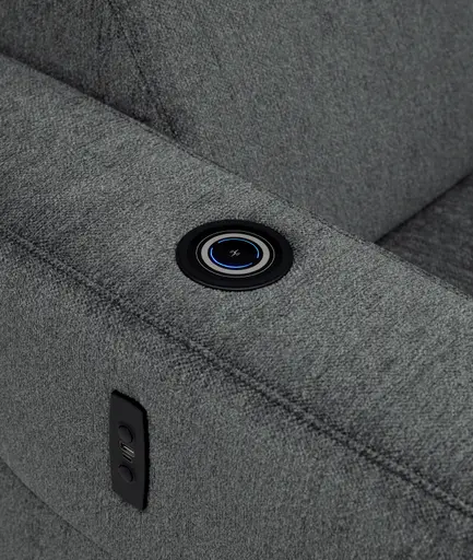 Ecksofa JANKO - 1-Sitzer mit Longchair rechts, Relaxfunktion motorisch, Stoff, Dunkelgrau