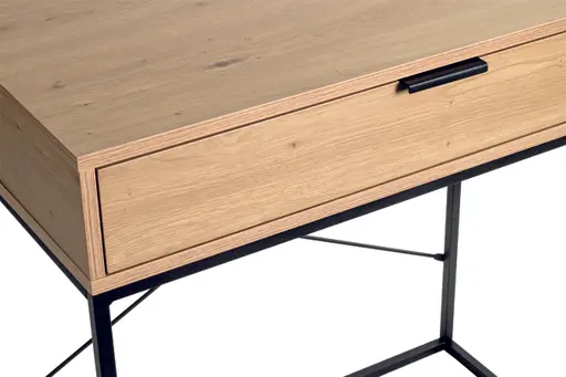 Schreibtisch - LB ca. 80x46 cm, Eiche hell Nachbildung, Schwarz