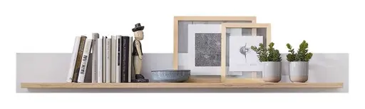 Wohnwand - mit Beleuchtung, Weiß, Artisan Eiche Nachbildung