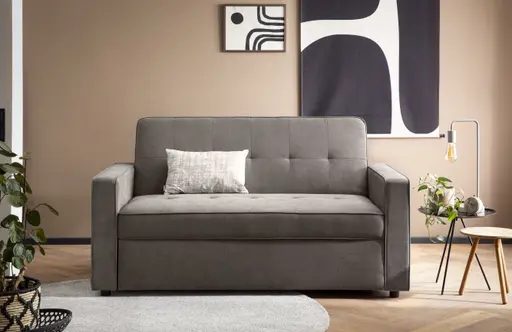 Schlafsofa - 2-Sitzer inkl. Schlaffunktion, Stoff, Braun