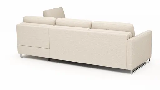 Ecksofa Nuoro - 2-Sitzer mit Longchair rechts inkl. Schlaffunktion und Bettkasten, Stoff, Beige