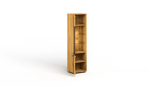 Vitrine Savannah - Anschlag links, inkl. Beleuchtung, Wildeiche massiv, natur geölt