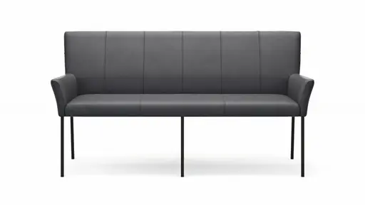 Bank Edmonton - Breite ca. 180 cm, Leder, Anthrazit