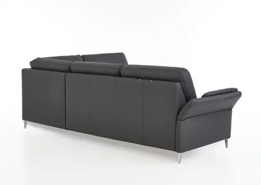 Ecksofa - 3-Sitzer mit Ecke rechts, Leder, Anthrazit