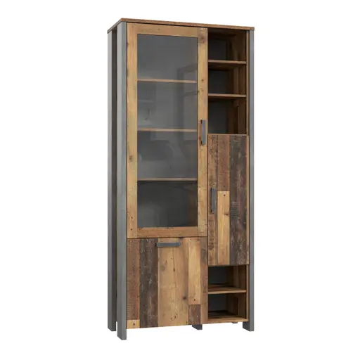 Highboardvitrine FEA - Old-Wood Vintage Dekor, Betonoptik