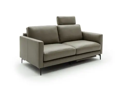 Sofa Cuneo - 2-Sitzer, Leder, Graubraun, Relaxfunktion, motorisch