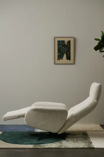 Sessel Liam - Relaxfunktion, Stoff, Ecru