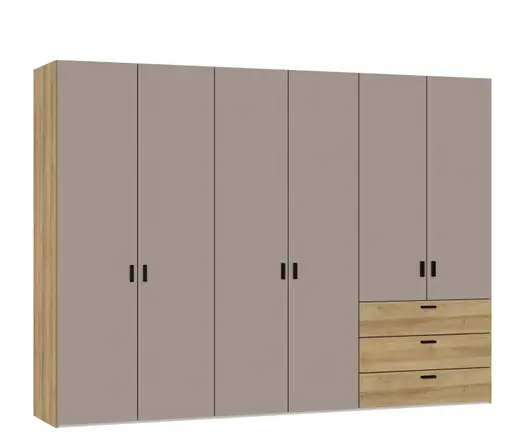 Drehtürenschrank JOIN IT- B ca. 303 cm, Eiche Dekor, Nougat