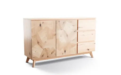 Sideboard Aarhus - Eiche furniert, natur, Rustikal