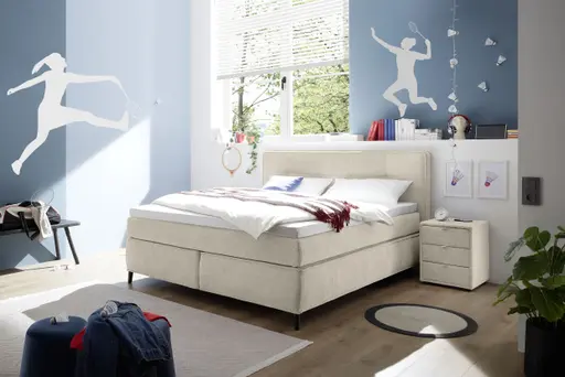 Boxspringbett- Liegefläche ca. 180x200 cm, Stoff, Beige