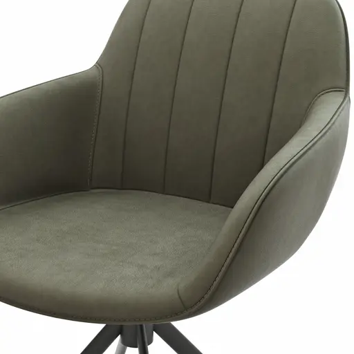 Polsterstuhl Dinner - Leder, Schlammgrün