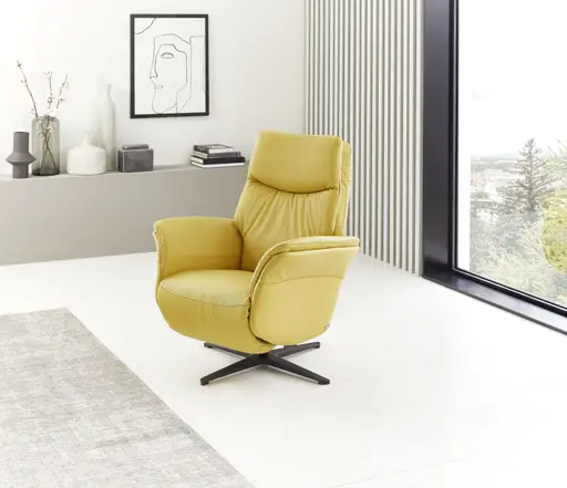 TV-Sessel Sao Paulo - Relaxfunktion motorisch, Größe S, Leder, Curry