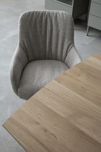 Armlehnstuhl Mis Legere - Boucle, Grau, Stativ, Anthrazit